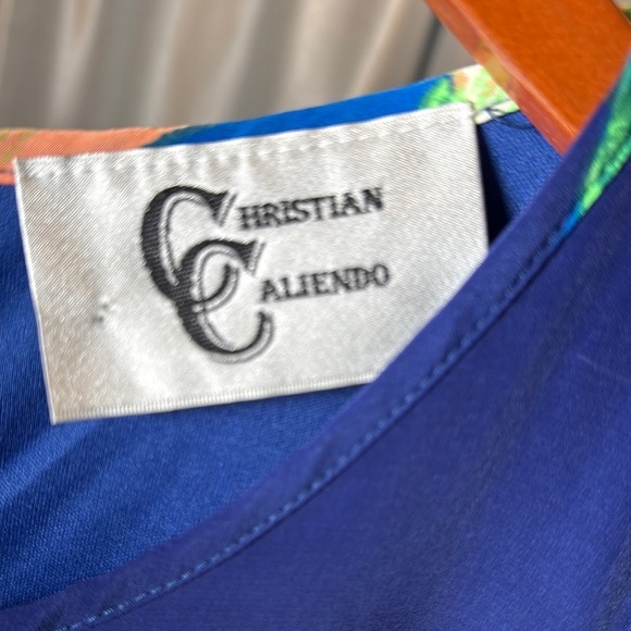 Christian Caliendo Sleeveless Blue Sheath Dress with Crew Neck size small - Picture 3 of 3